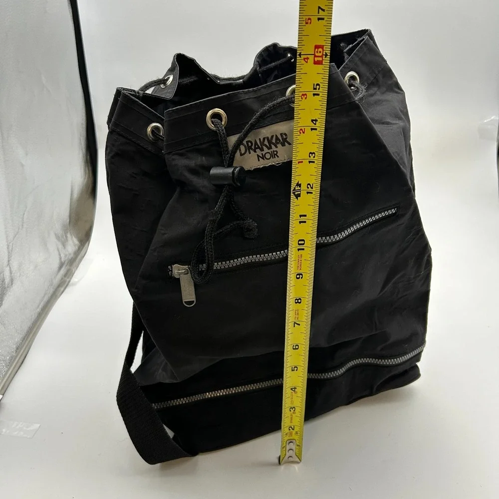 Vintage Drakkar Noir Black Sling Bag Backpack Drawstring One Strap Duffel Gym